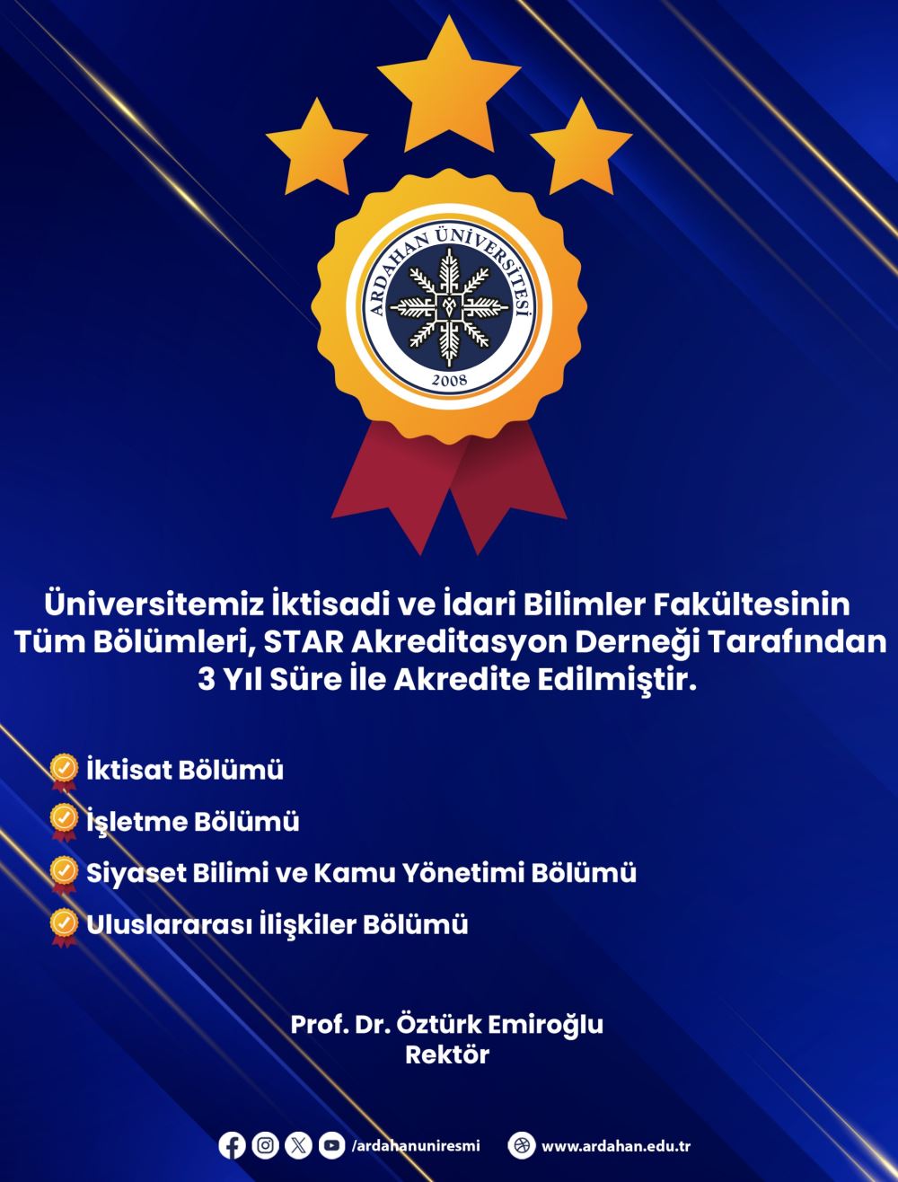 Accreditation Achievement at the Faculty of Economics and Administrative Sciences of our University: Education Quality STAR