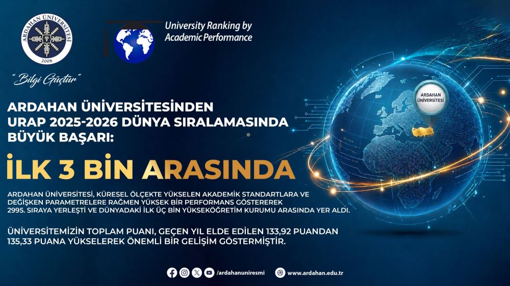 Ardahan Üniversitesinden URAP 2025-2026 Dünya Sıralamasında Büyük Başarı: İlk 3 Bin Arasında